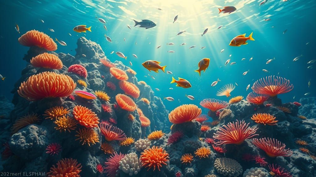 Ethereal Oceanic Dreamscape in Vibrant Biophilic Art