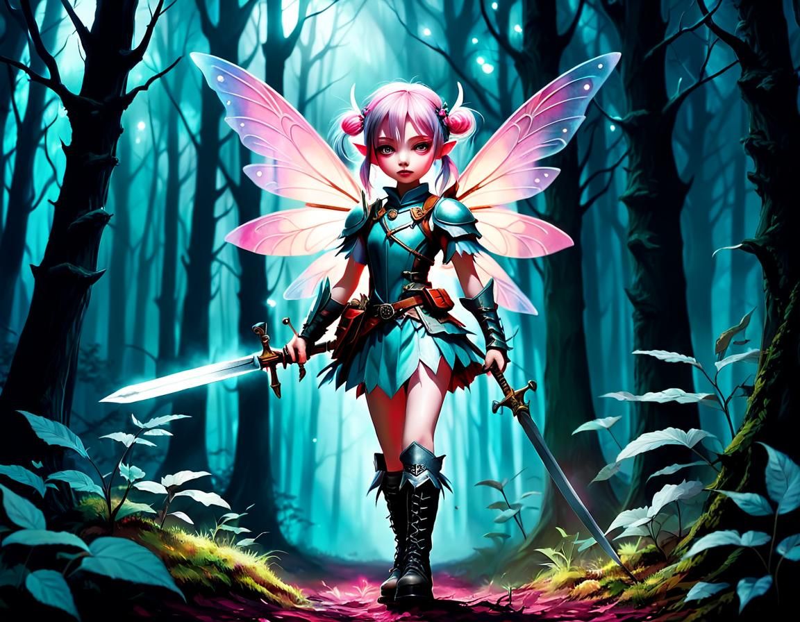 Fairy Warrior in Boots: Digital Fantasy Art