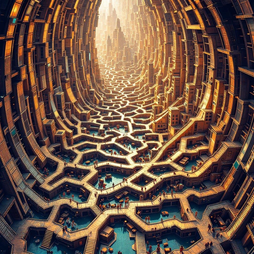 Breathtaking Escher-Inspired Cityscape with Impossible Geome...