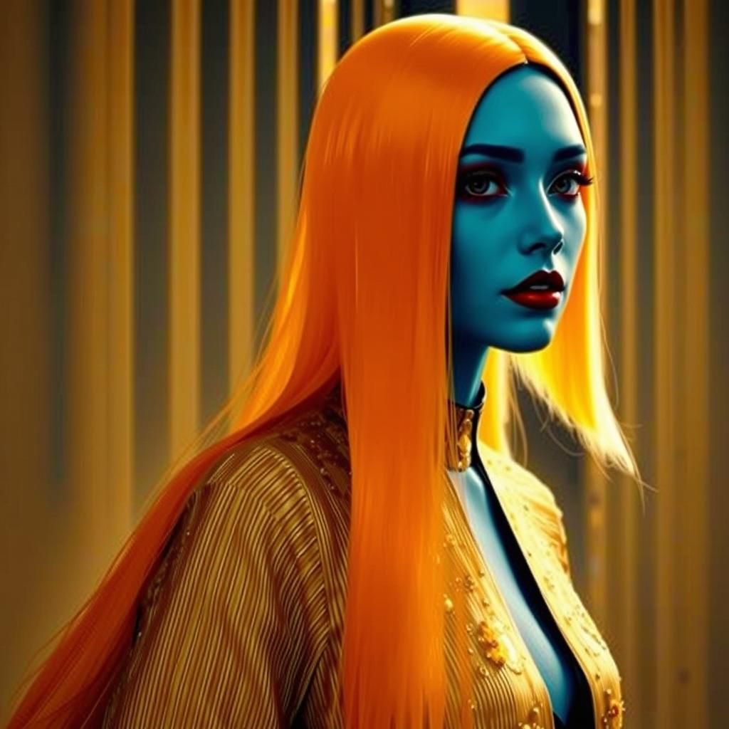 Glamorous Woman in Crimson Dress, Photorealistic Style