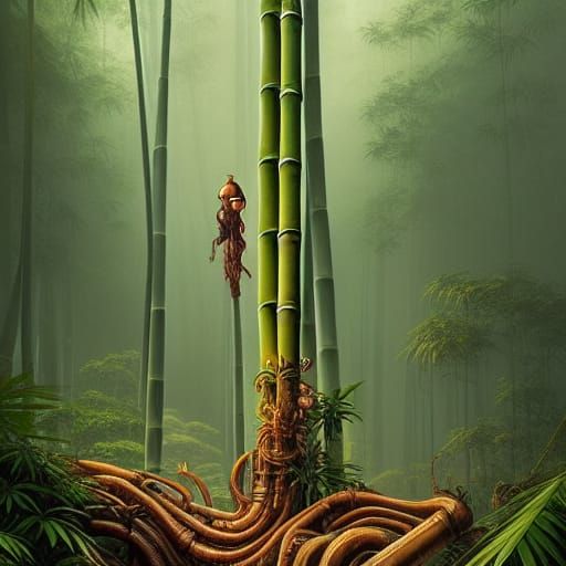 Mechanical Kong in Rainforest, Detailed Photorealistic Illus...