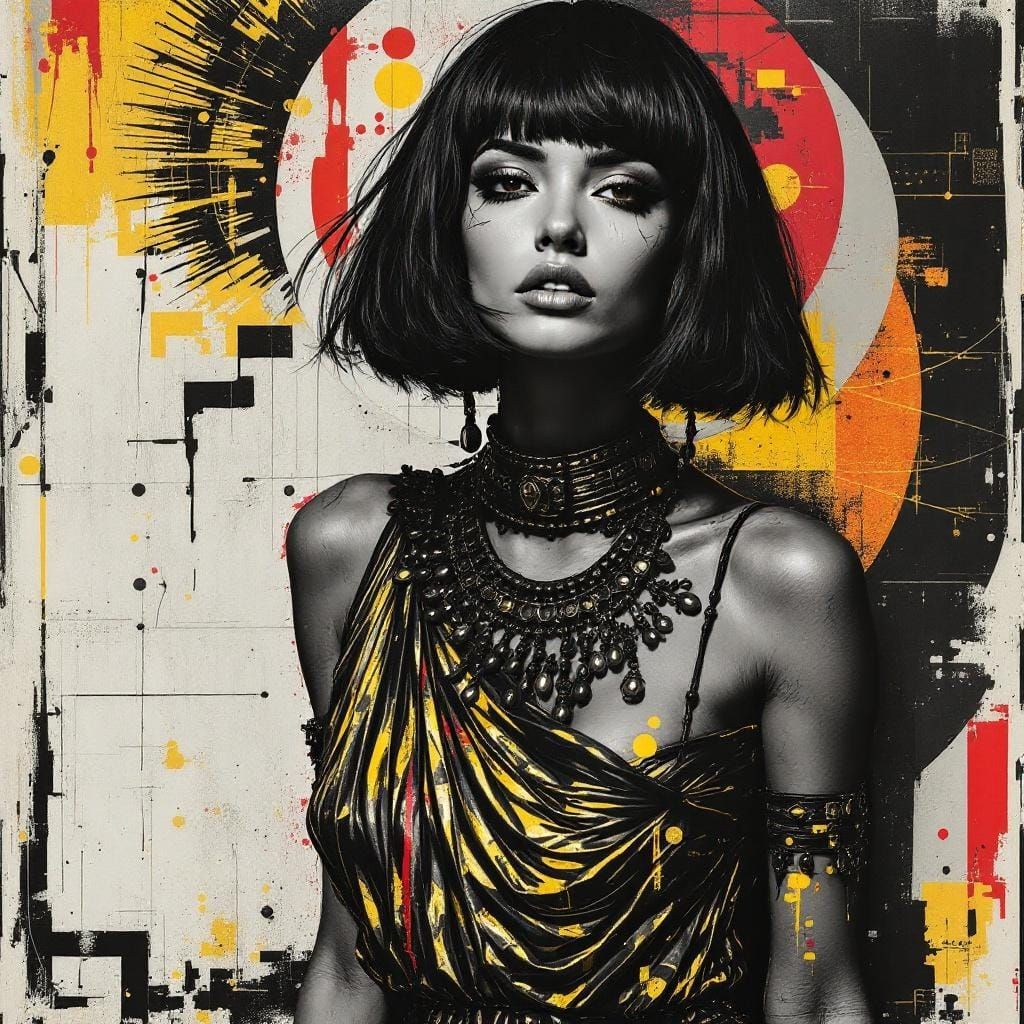 Egyptian Woman in Metallic Dress, Shepard Fairey Style