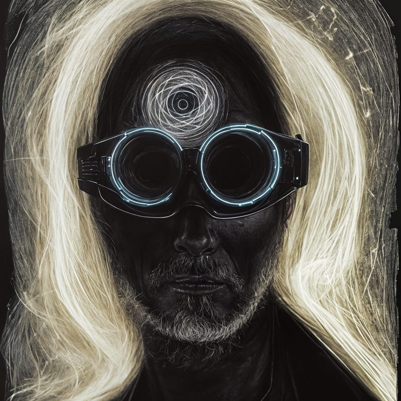 Ominous Shadowy Spirit in Stencil Art Style