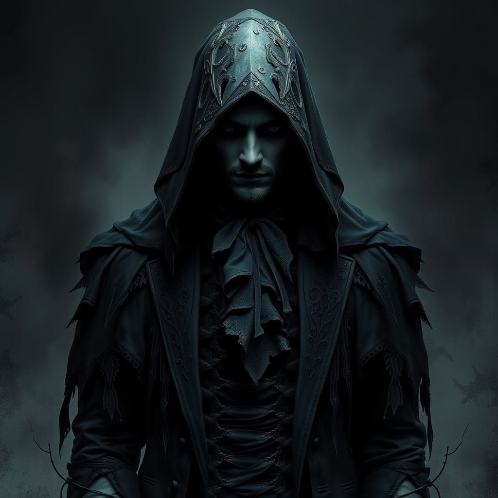 Mysterious Figure in Dark Victorian Gothic Style
