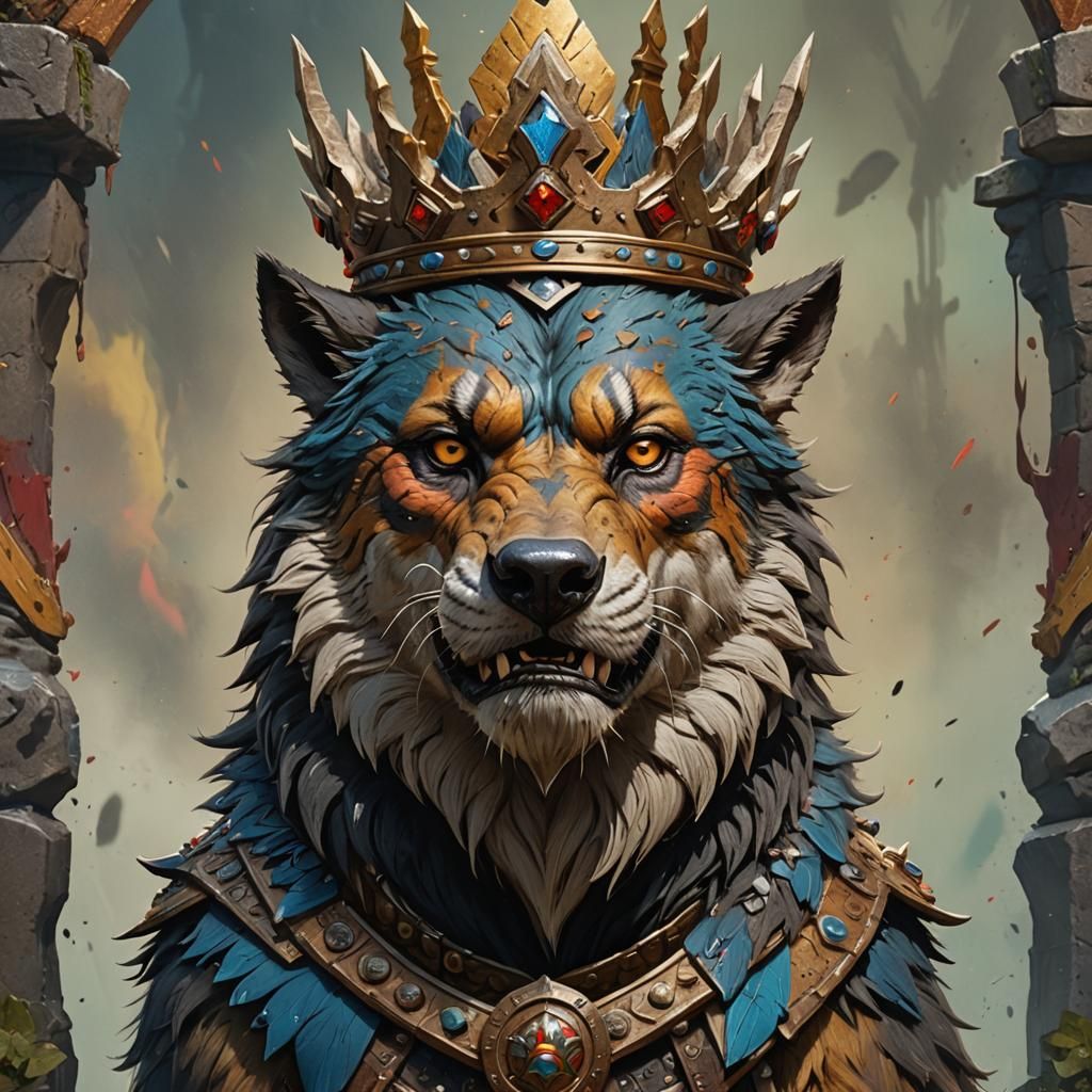 Hyperrealistic Gnoll King with Crown