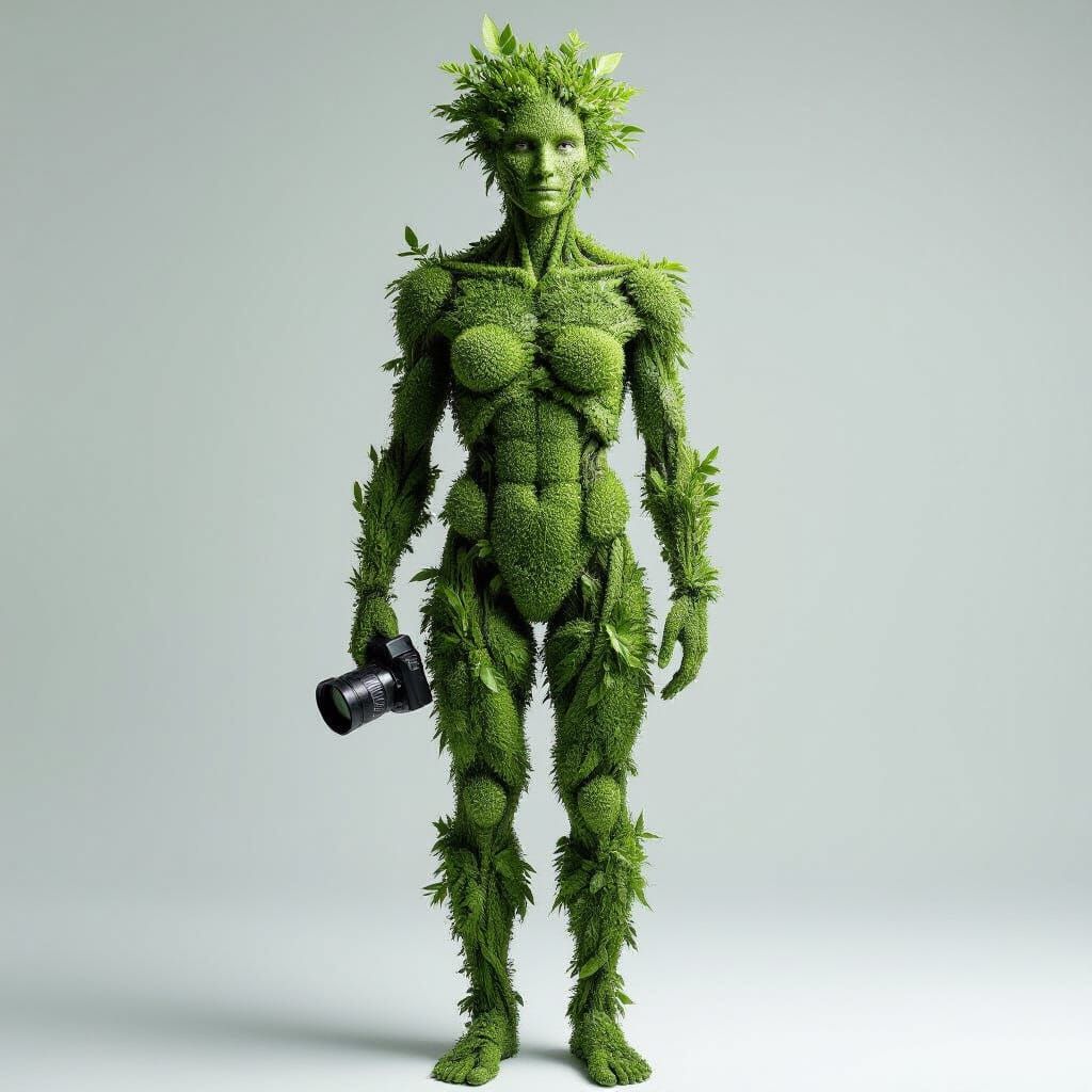 Detailed Plant-Based Humanoid Figure Photography