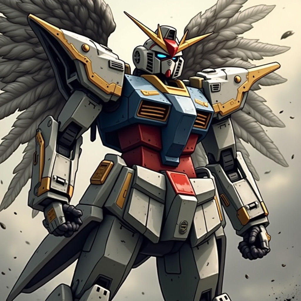 Wing Gundam in Junji Ito Style