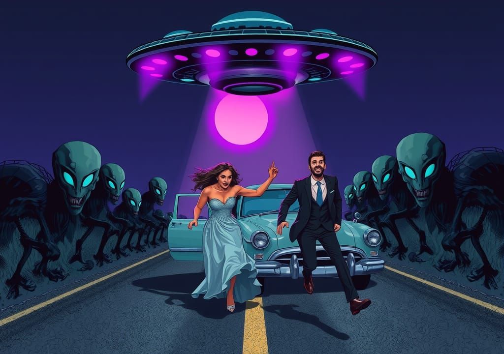 Fleeing UFO: A Pop Art Nightmare