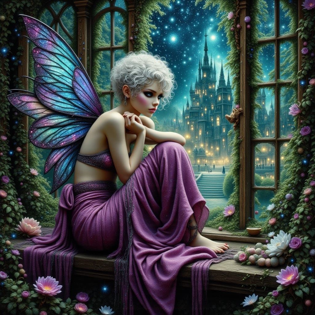 Fairy with Bioluminescent Wings in Gothic Style