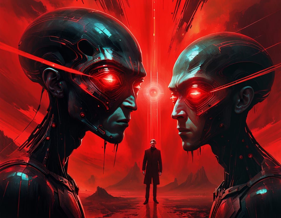 Abstract Alien First Contact in Glitchcore Style