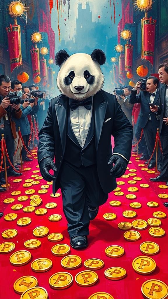 Panda President on the Red Carpet in Splash Art