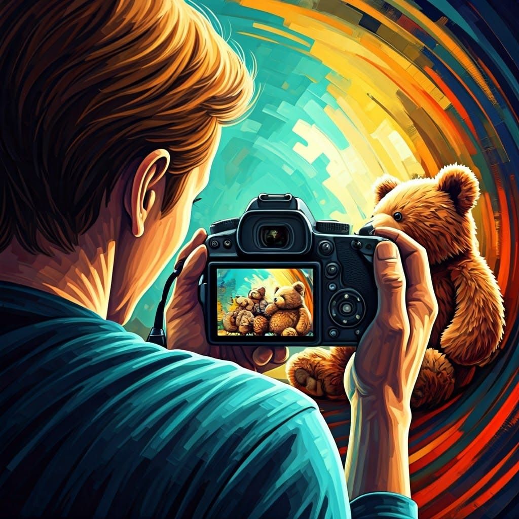 Abstract Bears and Motherly Love in Vibrant Colors