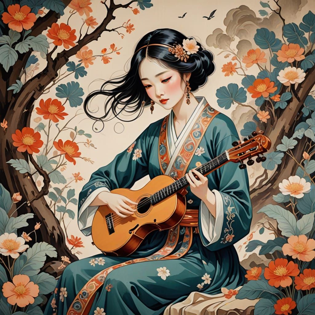 a woman playing a musical instrument