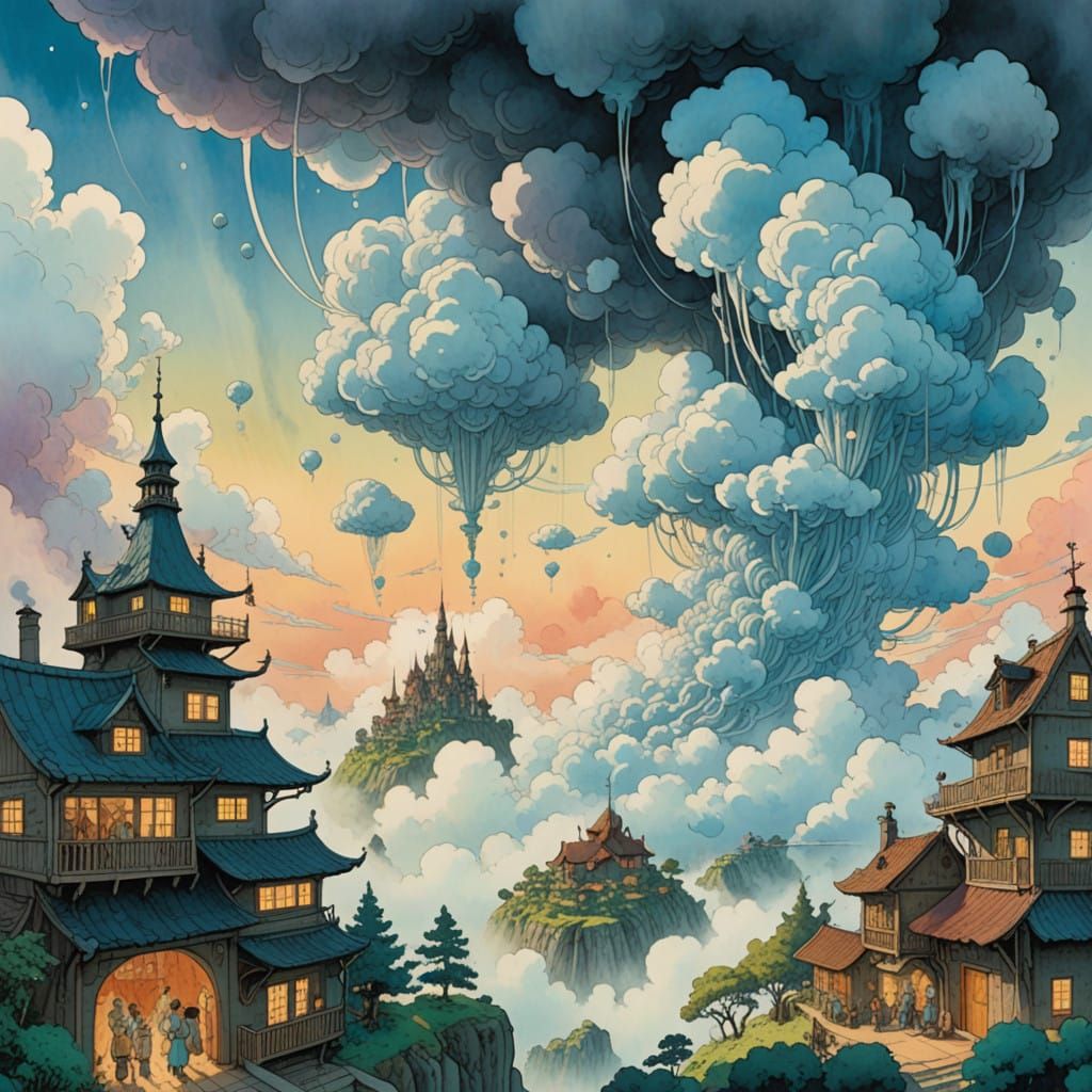 Ethereal Cloudscape in Whimsical Style