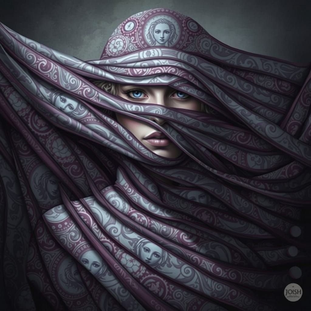 Enigmatic Veiled Oracle in Illustrative Style