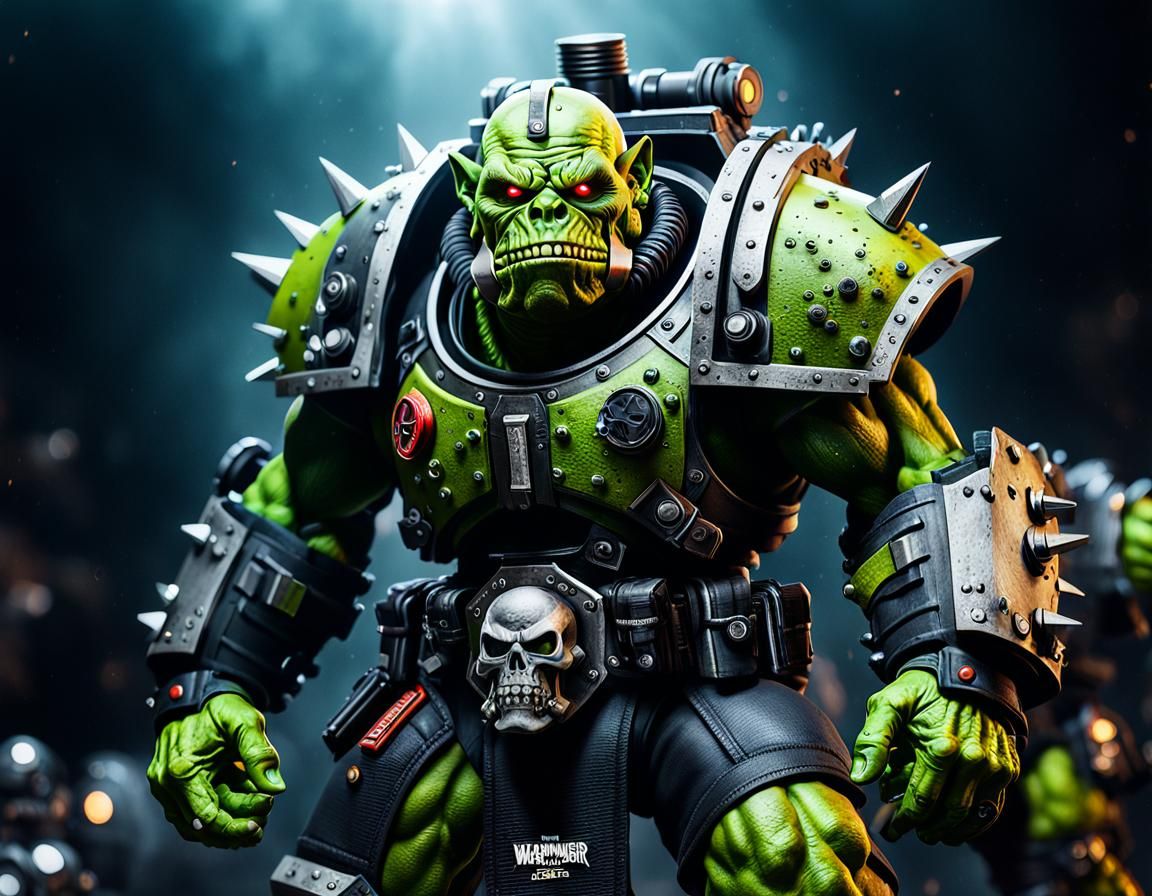 Warhammer 40k Ork Boy Portrait in Hyperrealism