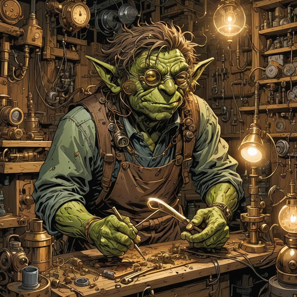 Goblin Inventor's Workshop: Comic Book Illustration