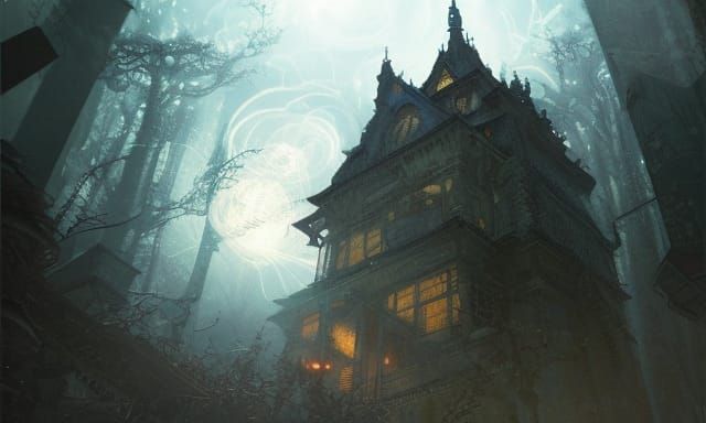 Epic Witch Room with Spirits in Digital Illustration