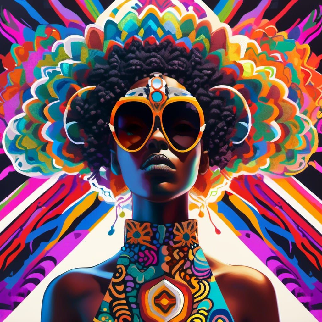 Mysterious Woman with Abstract Color Explosion