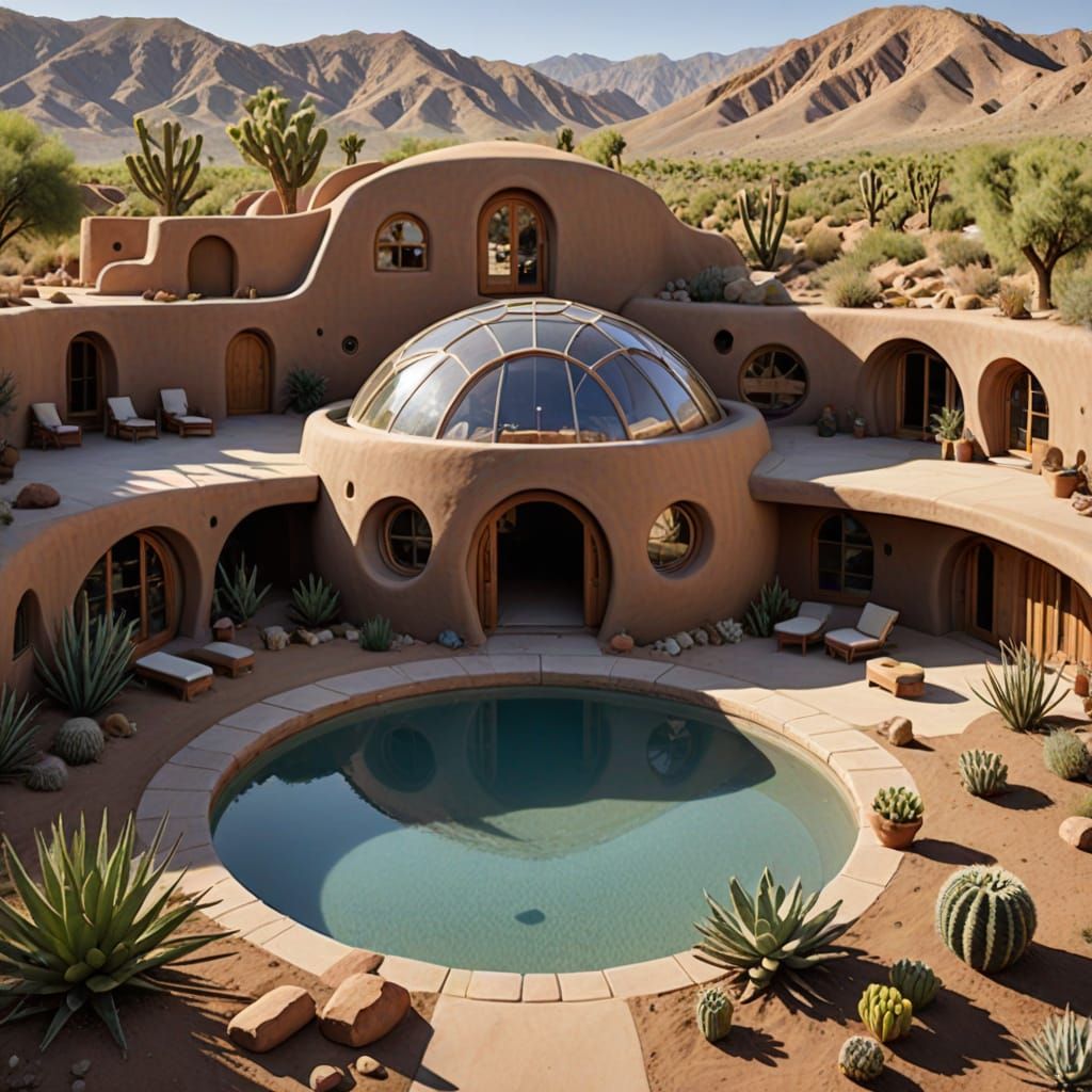 SuperAdobe Desert Home with Bio-Pool