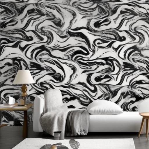 Black and White Marbled Wallpaper Design