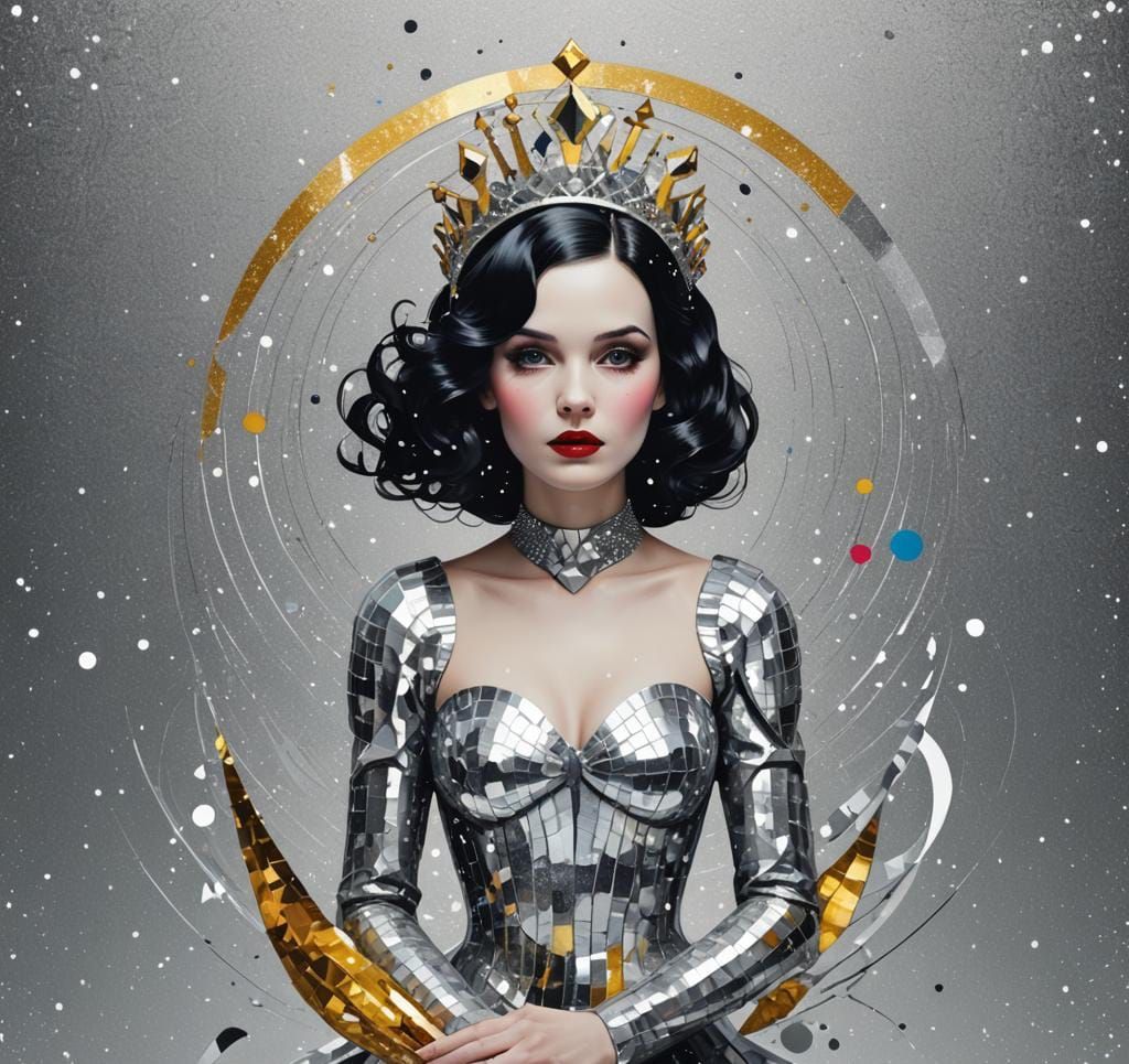 Snow White Space Mermaid in Pop Art Style