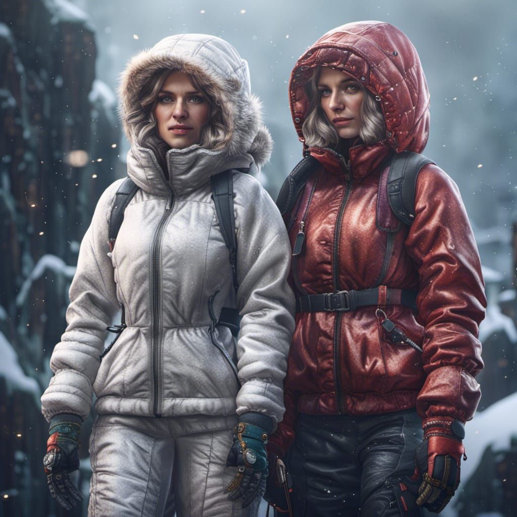 Women in Snowsuits: Detailed Fantasy Concept Art