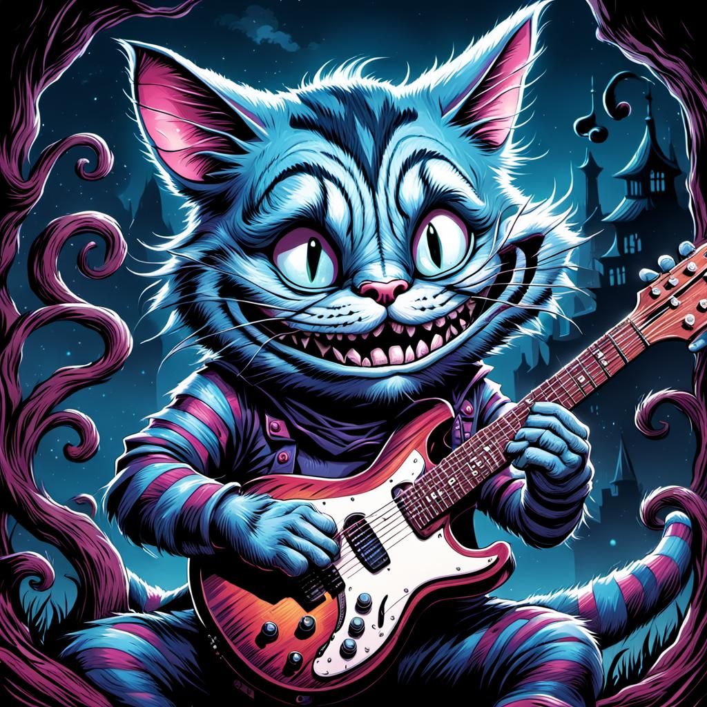 The Cheshire Cat playing guitar