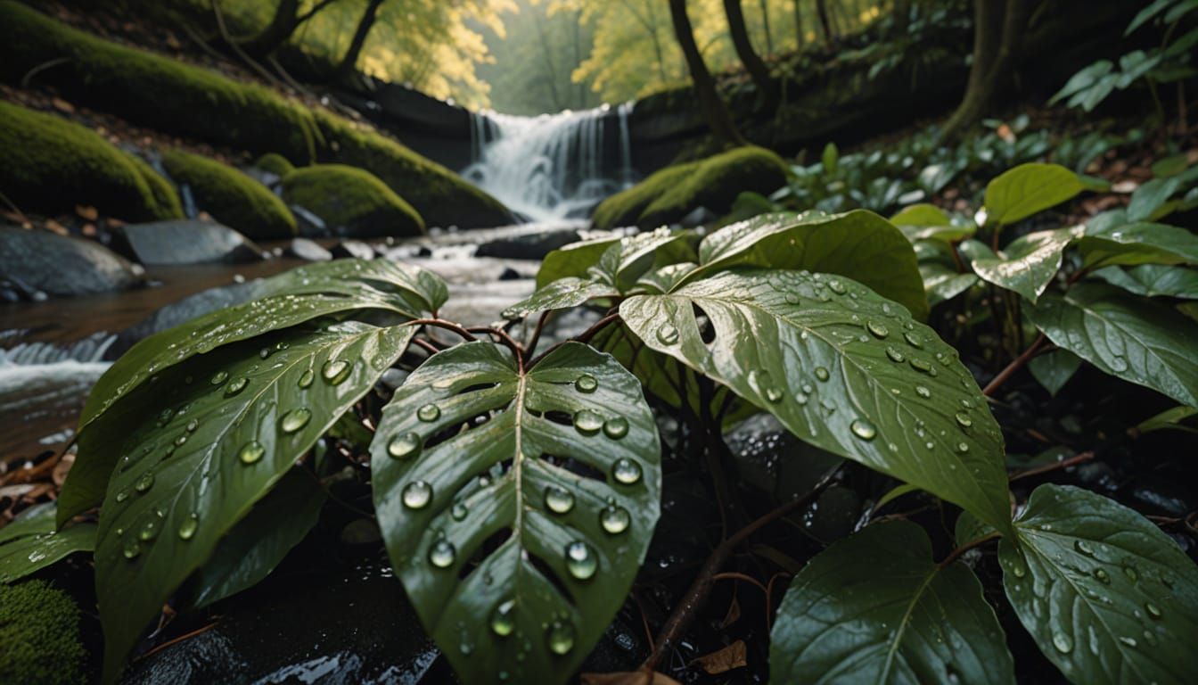 Hyperrealistic Waterfall Landscape in Rutkowski Style