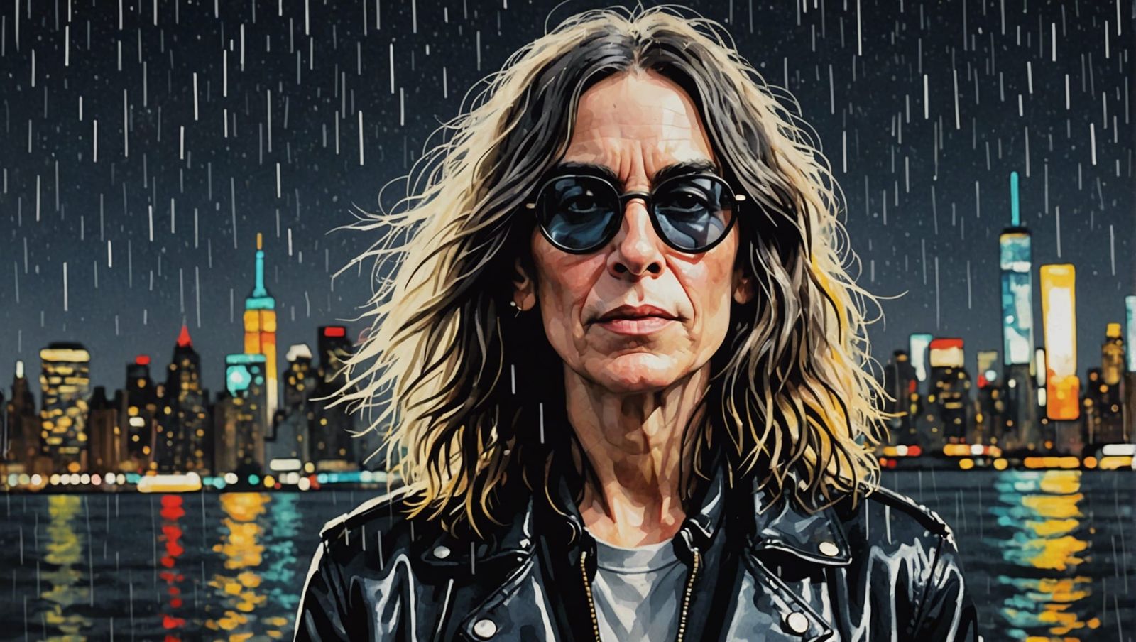 Patti Smith in Rainy New York, Pop Art Style