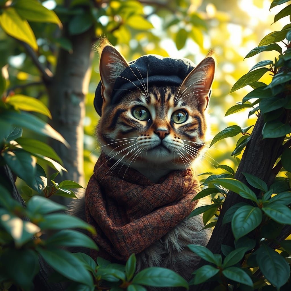 Cat in Paris Tree: Fantasy Realism Portrait