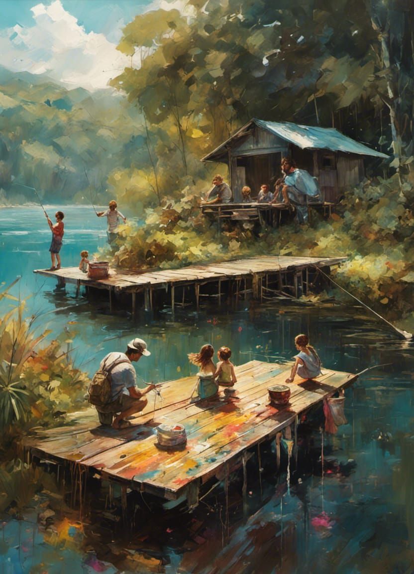 Costa Rica Lake Family Fishing Trip: Splash Art