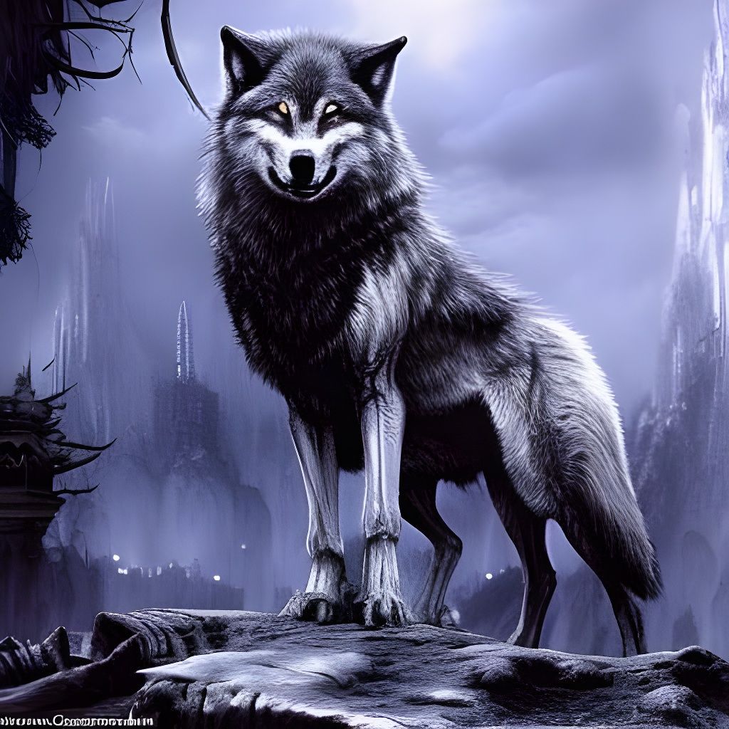 Epic Wolf Forge: Dramatic Digital Matte Painting