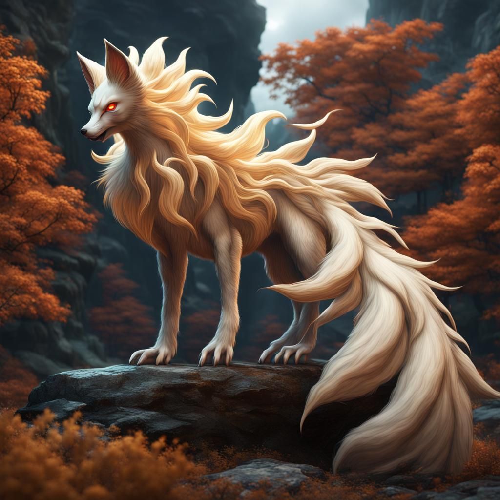 Realistic Ninetails Fantasy Concept Art