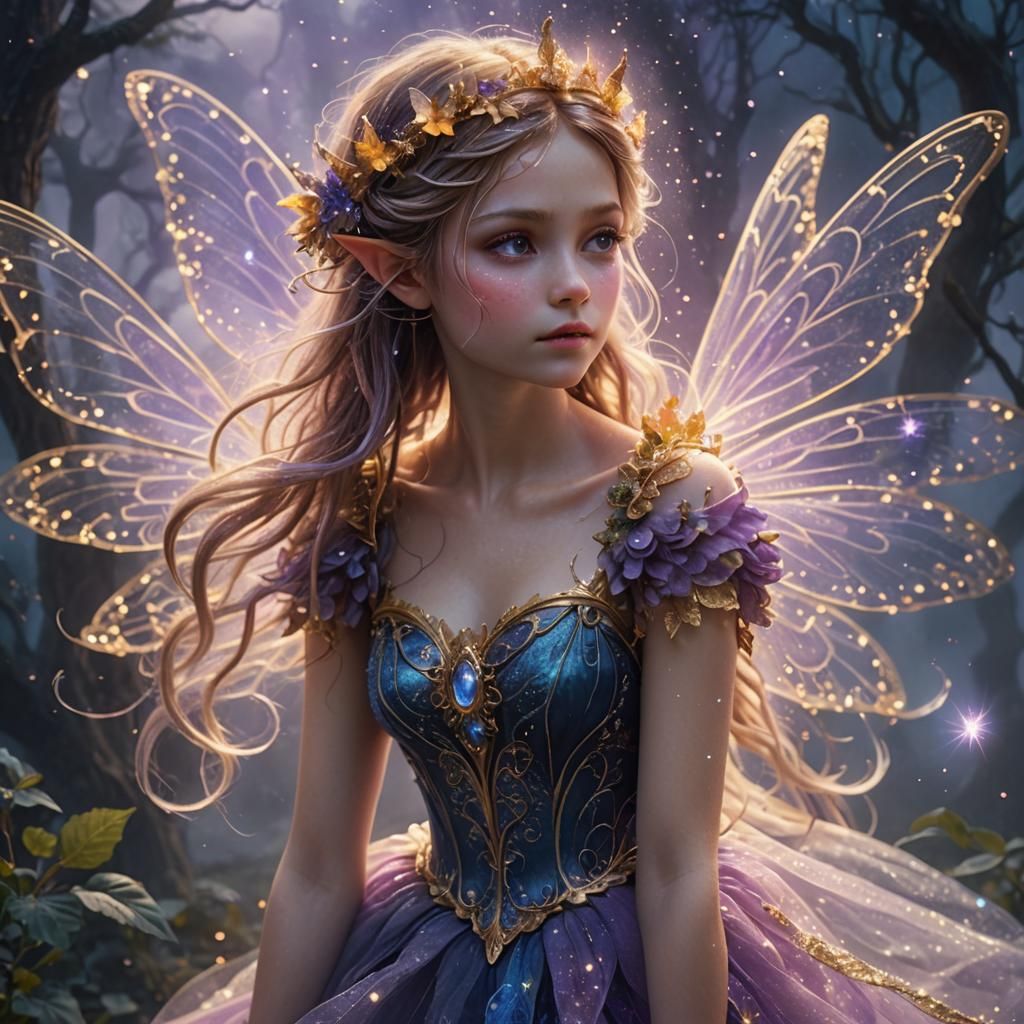 Magical Fairy in Astral Landscape, Hyper-Realistic Digital A...