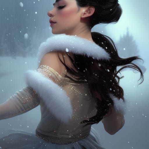 Ballerina Dances on Ice: Art Nouveau Portrait