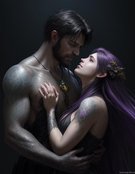 Sensual Gothic Couple in Ethereal Fantasy Style