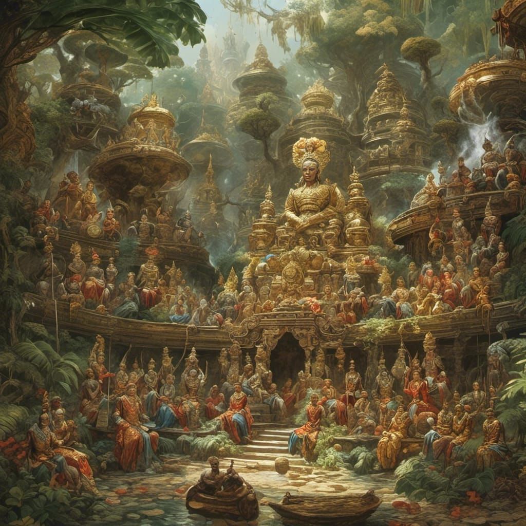 Majapahit Kingdom Warriors and Rulers in Hyperreal Style