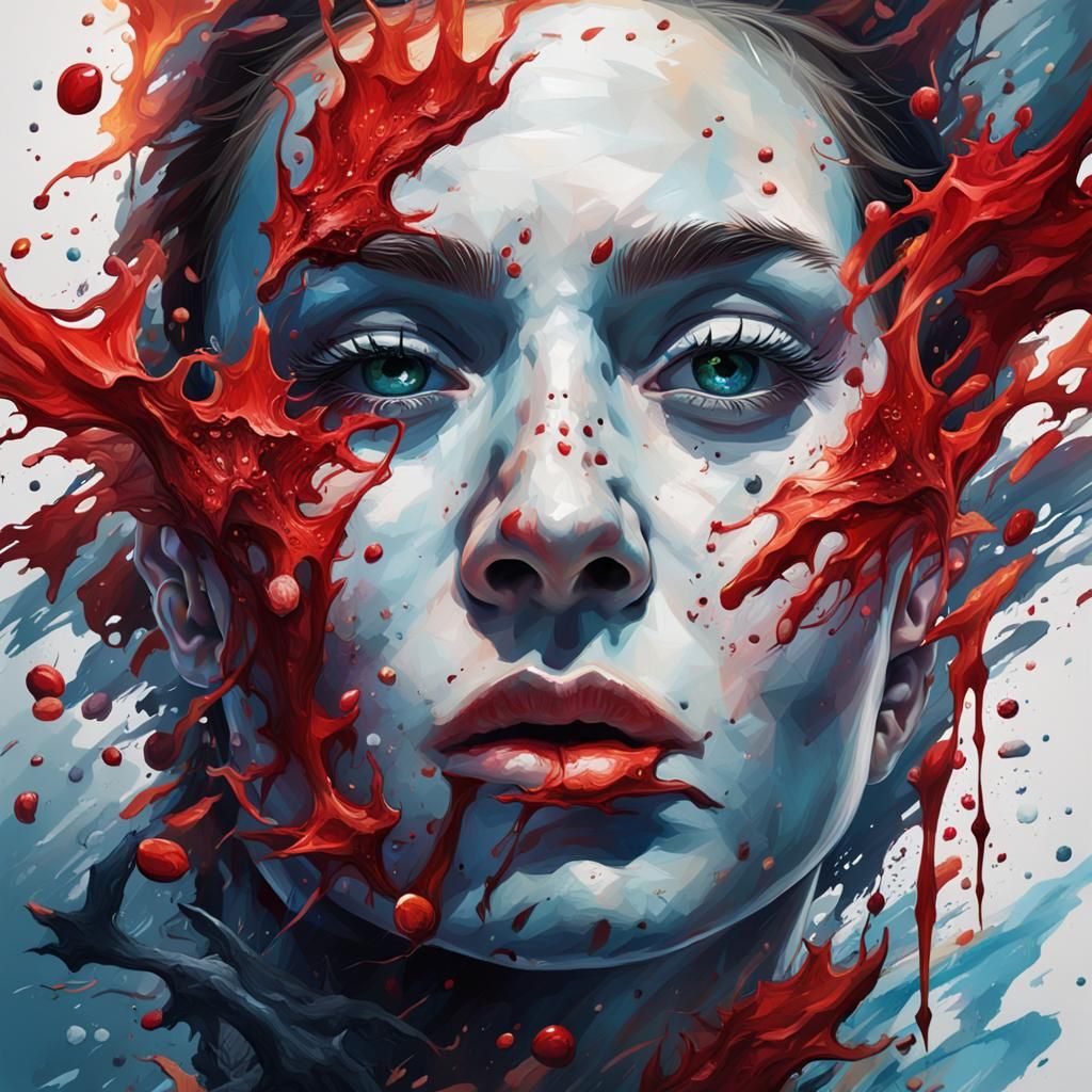 Blood Sea with White Lilies: Hyperrealistic Splash Art