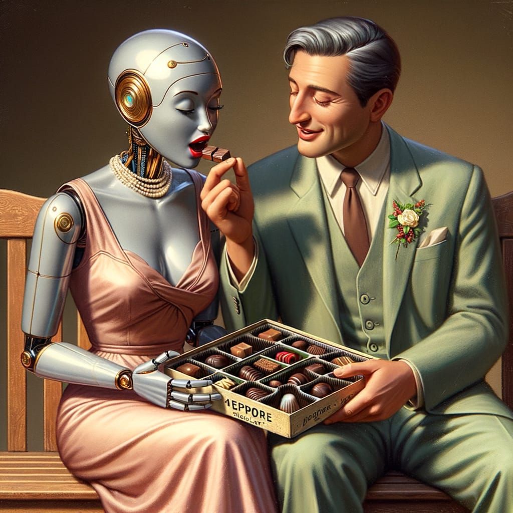Life is like a box of chocolates. You never know what youโre gonna get.โ
(For her, it was the first bite of humanity)