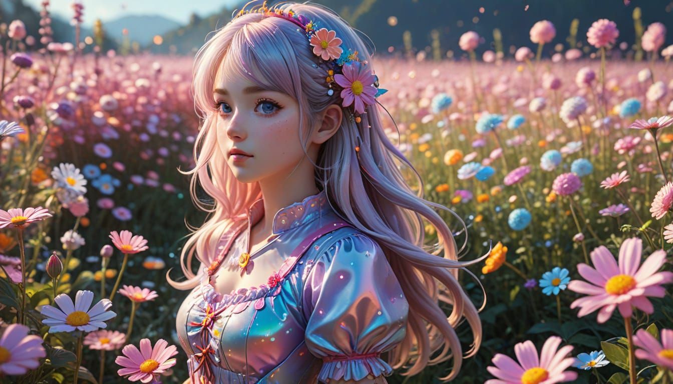 Anime Girl in Candy Land Art Style