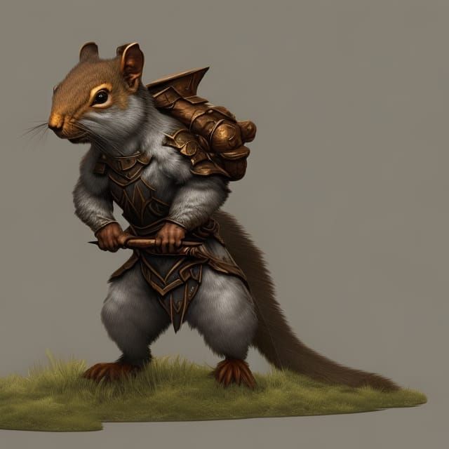 Squirrel Warrior in High Fantasy, Detailed Concept Art