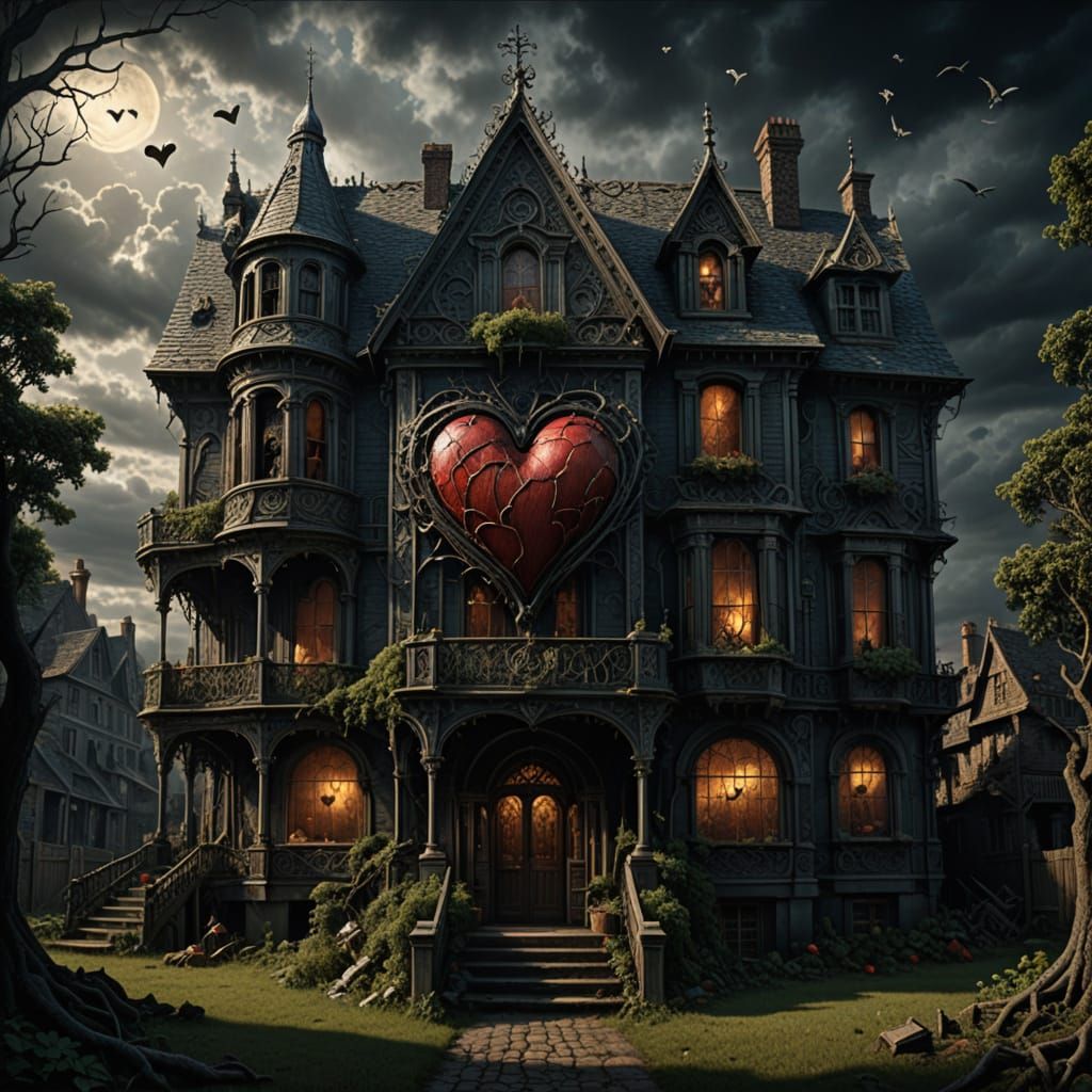 Heart-Shaped Home: Hyperrealistic HDR Matte Painting