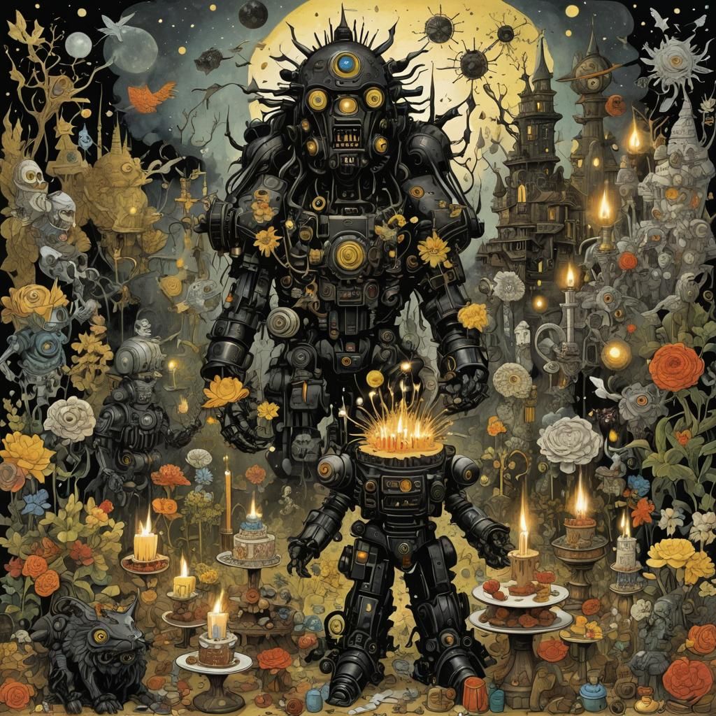 Steampunk Cat Eye Portrait with Collage Elements