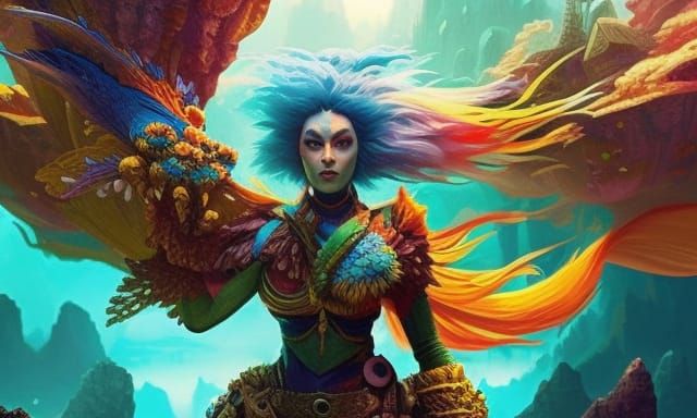 Anthropomorphic Fish Girl in Coral Reef Fantasy Art