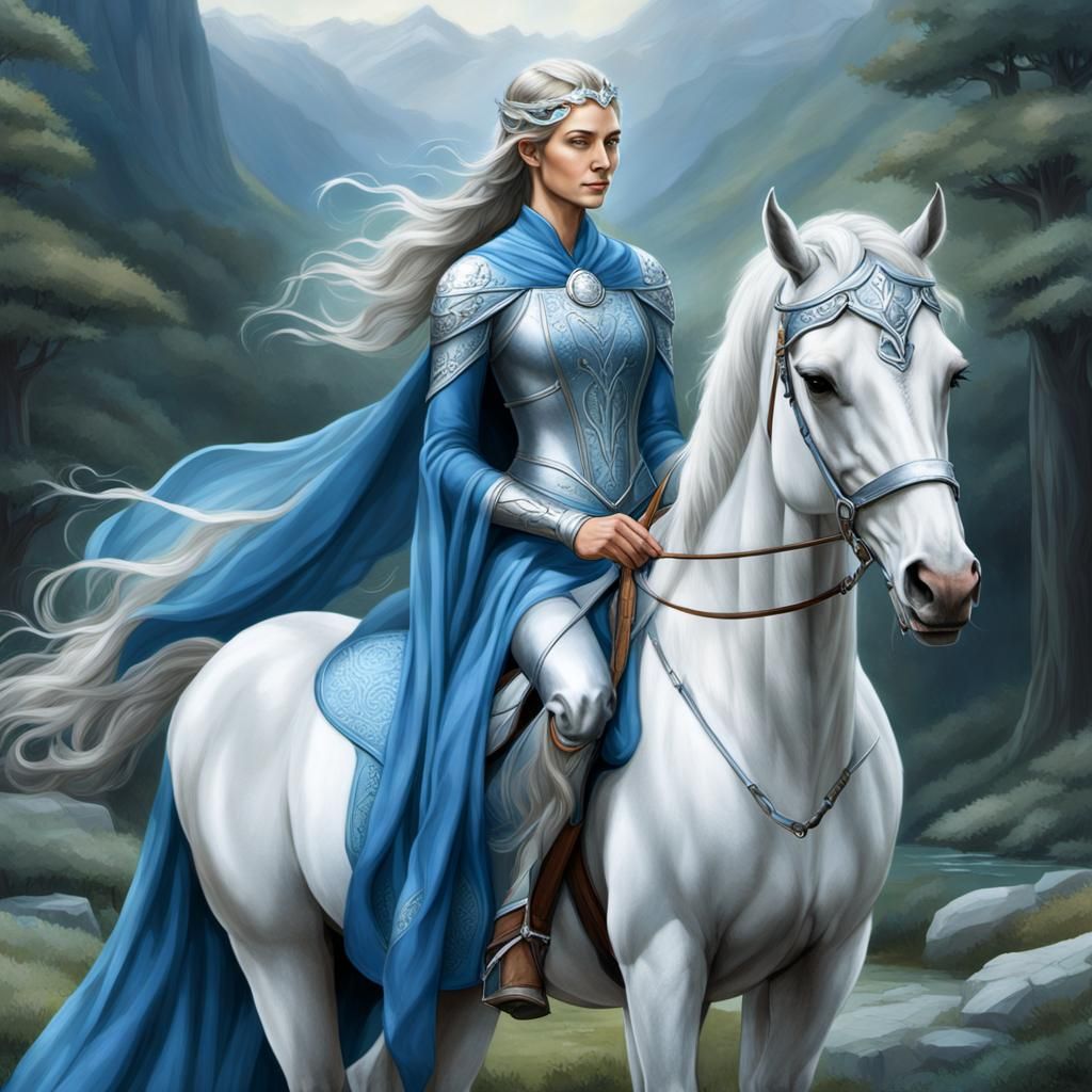 Serene Female Centaur in Rivendell Clothing