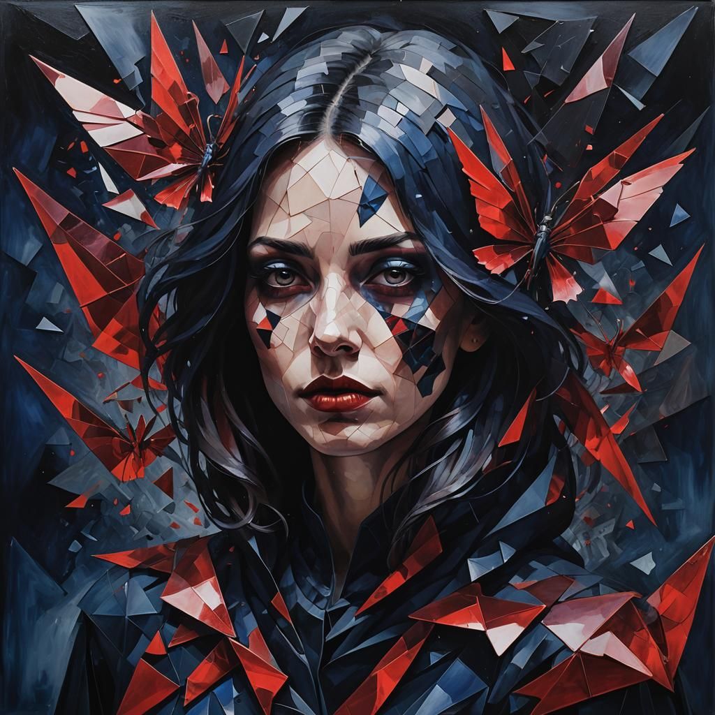 A woman shrouded in dark mystique, her gothic beauty reimagi...