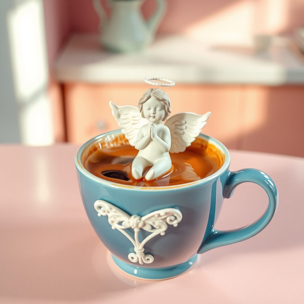 Latte with Sugar Angel in Dreamy Pink Kitchen