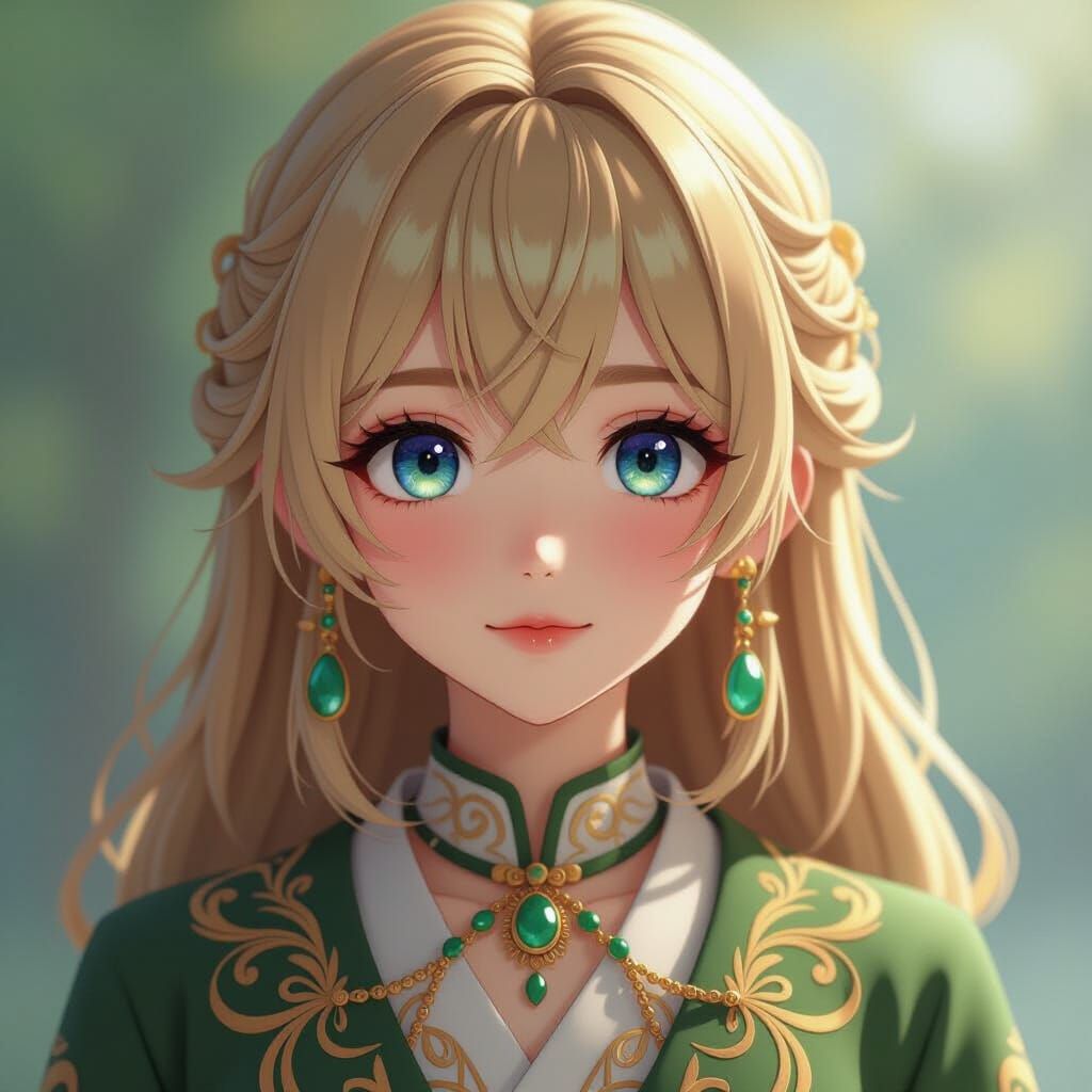 Anime Girl with Heterochromatic Eyes in 3D Style