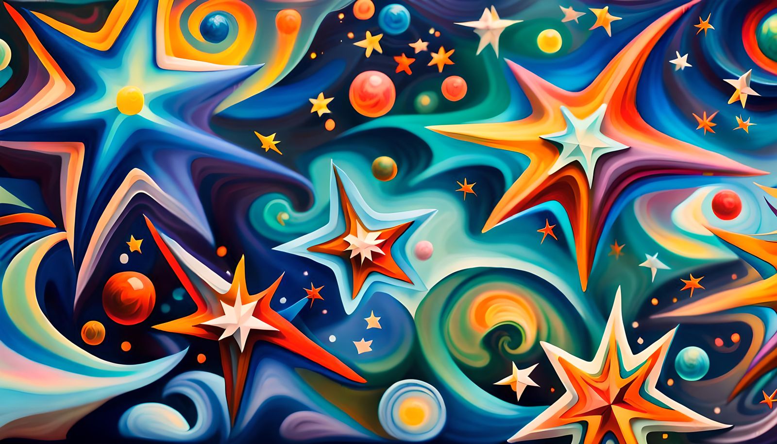 Harmonious Newborn Stars in Vivid Impasto Style